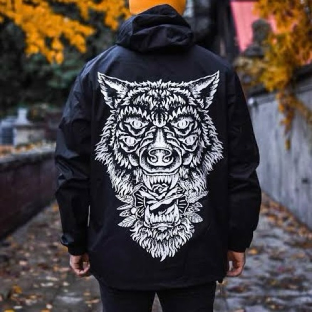 Born Dead Clothing Co Wolf Waterproof Windbreaker Jacket